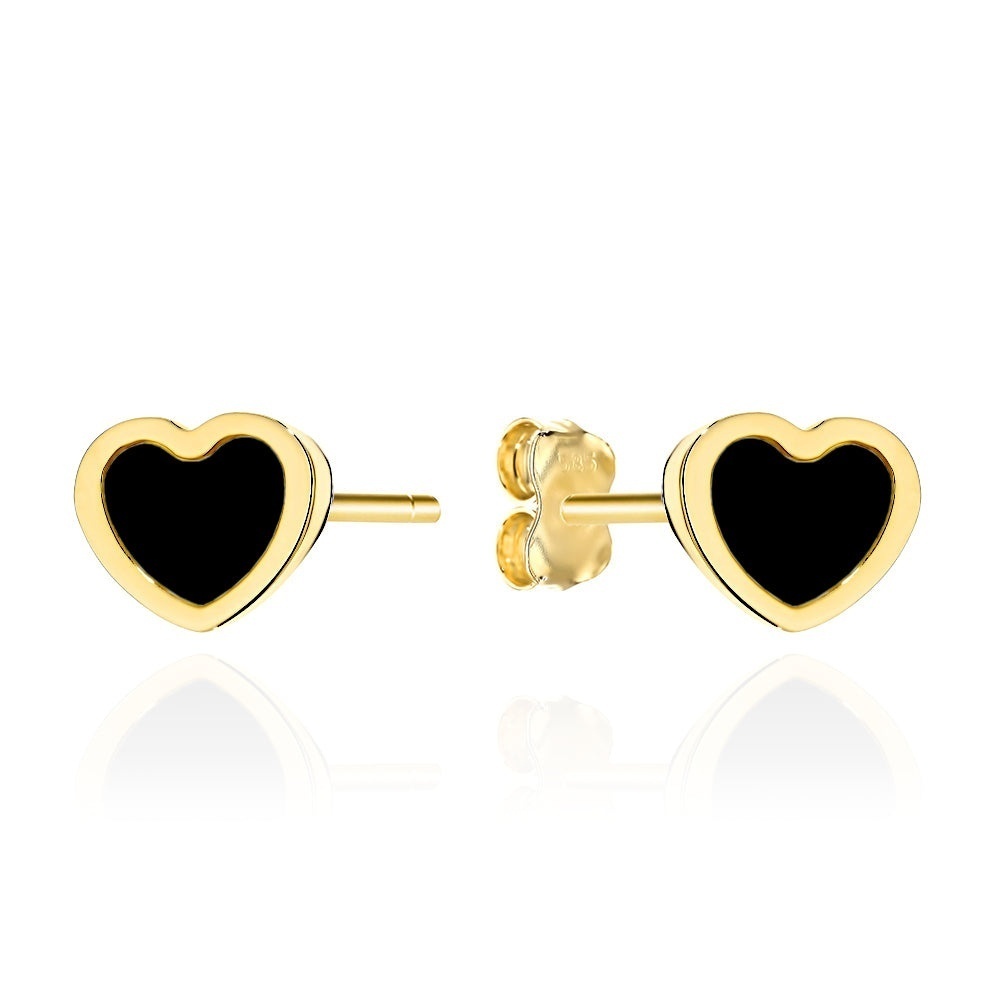 Cercei Aur 14K Inimioare cu Onix