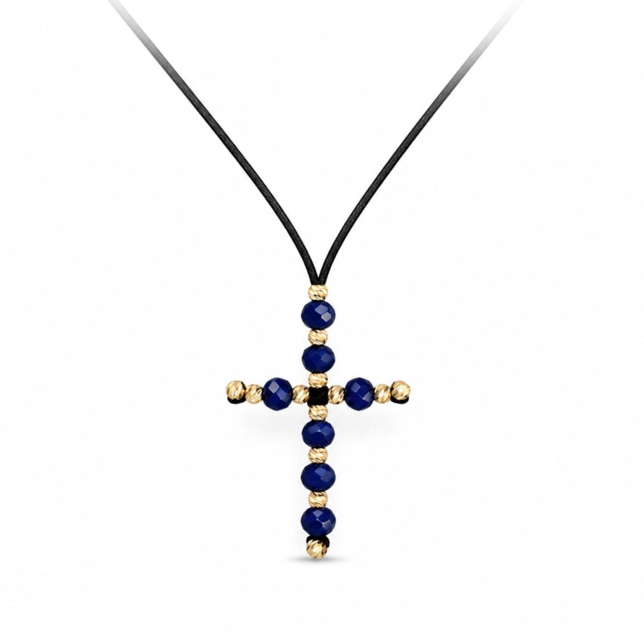 Choker Crystal Dark Blue Cross din AUR 14K