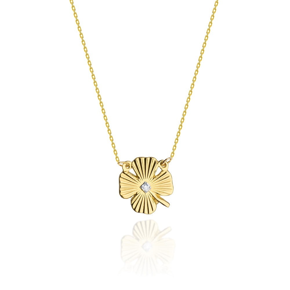 Colier Aur 14K cu Diamant Natural 0.01 ct