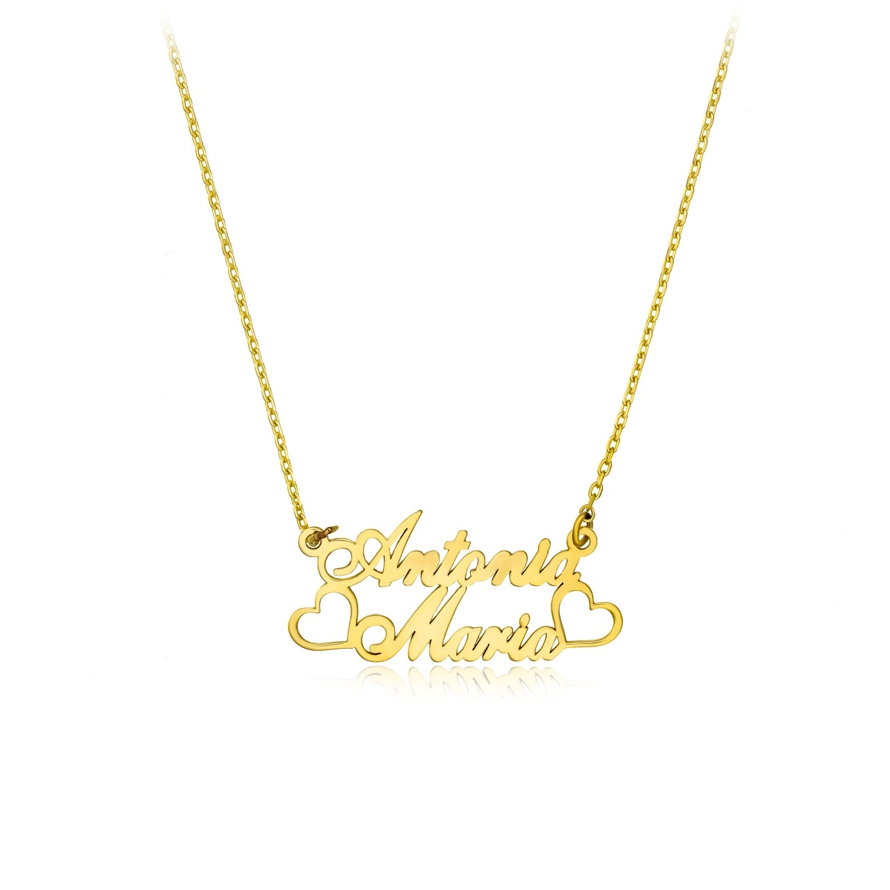Colier din aur 14k personalizat cu doua nume la comanda