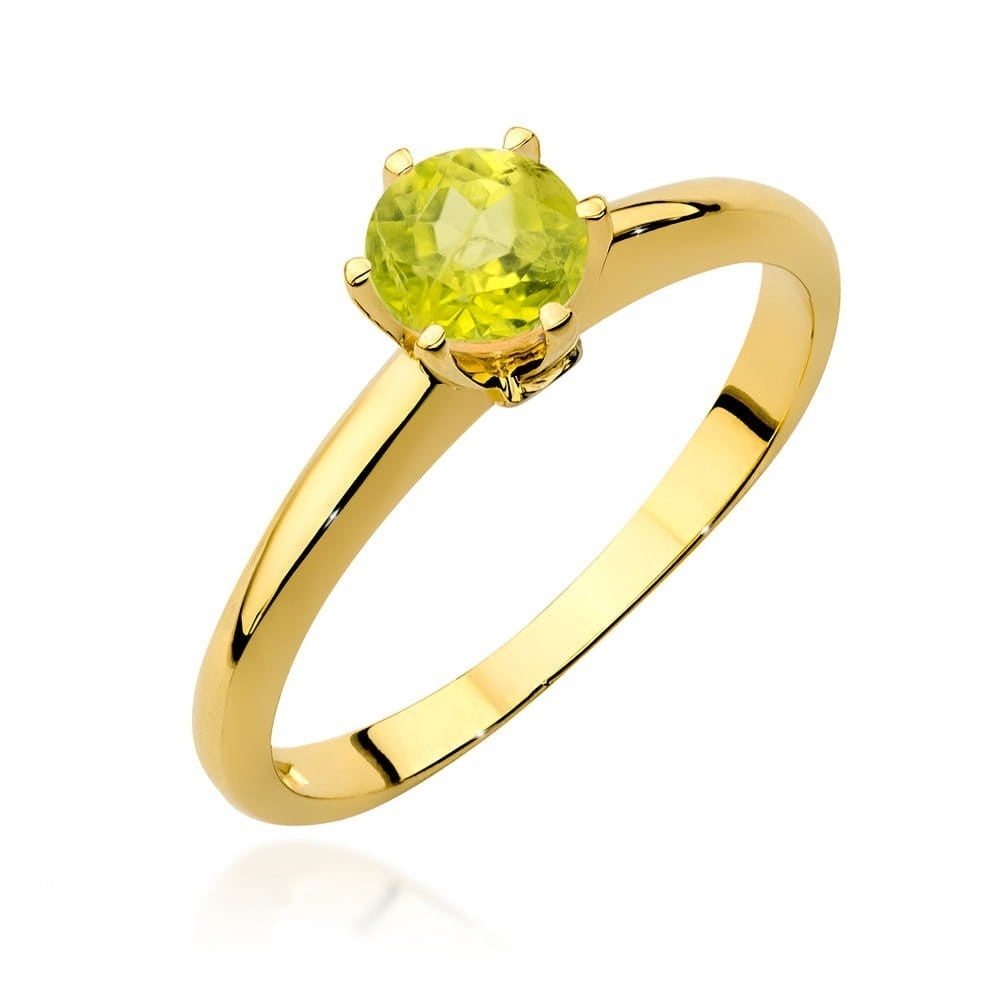 Inel Aur 14K cu Peridot 0.60 ct si Diamante Naturale 0.04 ct