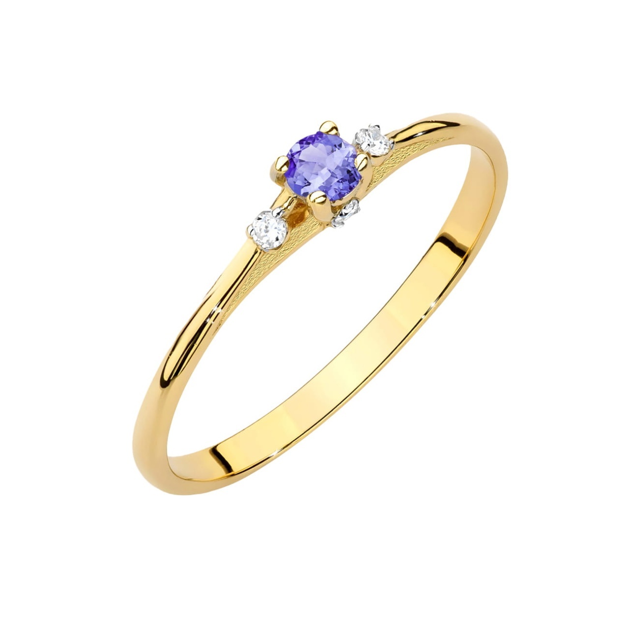 Inel Aur 14K cu Tanzanit 0.15 ct si Diamante Naturale 0.05 ct