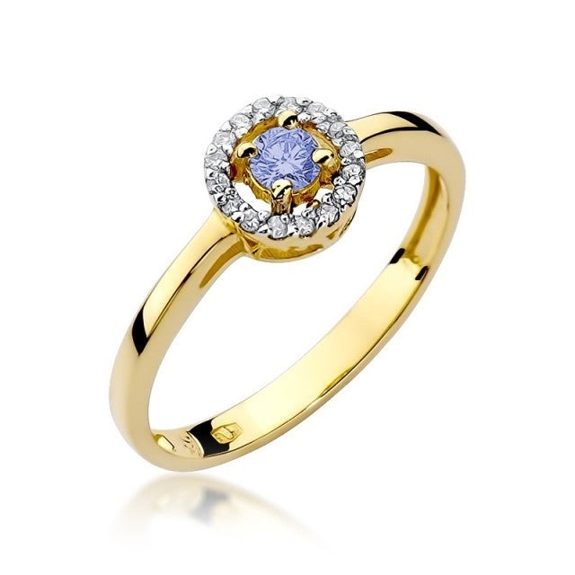 Inel Aur 14K cu Tanzanit 0.15 ct si Diamante Naturale 0.08 ct