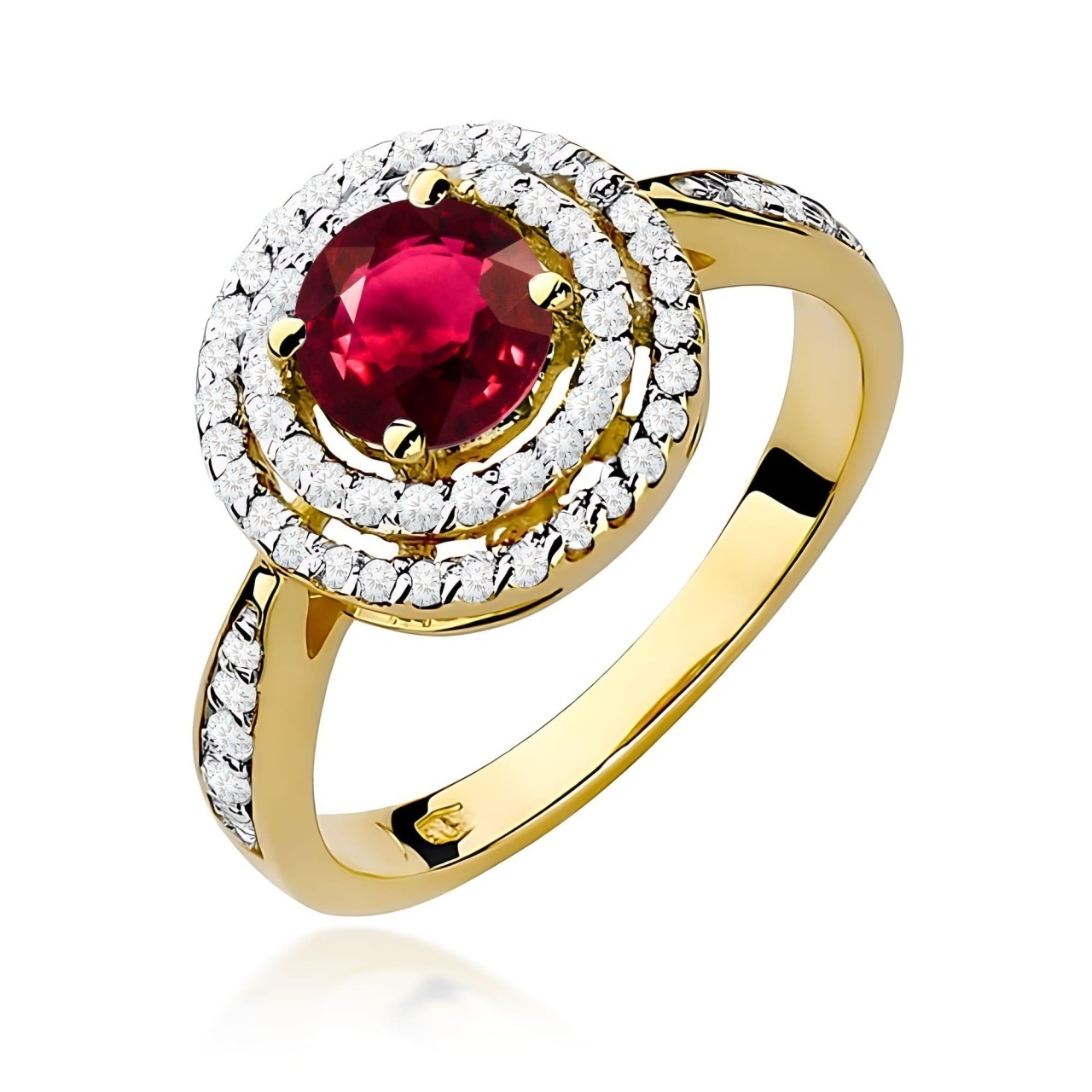Inel Aur 9K cu Rubin 1.20 ct si Diamante Naturale 0.37 ct