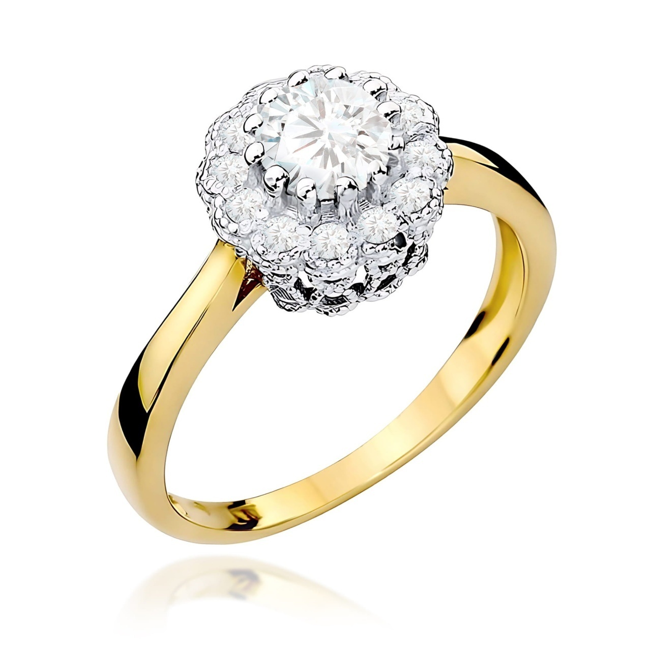 Inel Aur 9K cu Safir Alb 0.60 ct si Diamante Naturale 0.17 ct