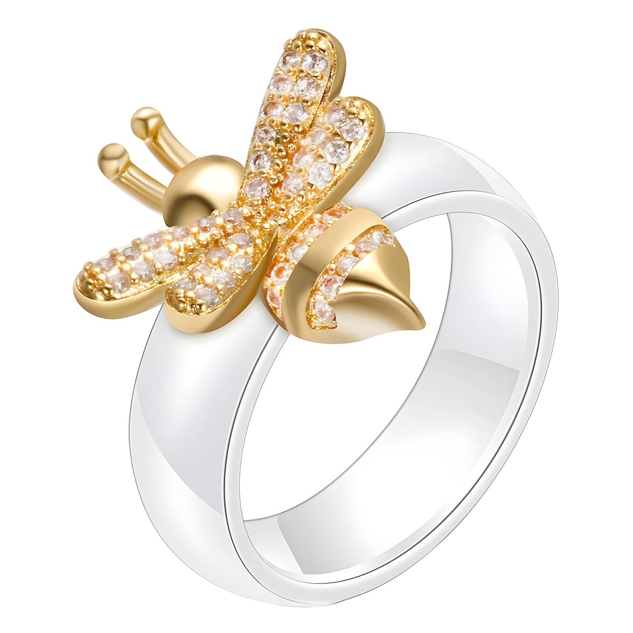 Inel Ceramic Harmony din Inox placat cu AUR 18K M8/57