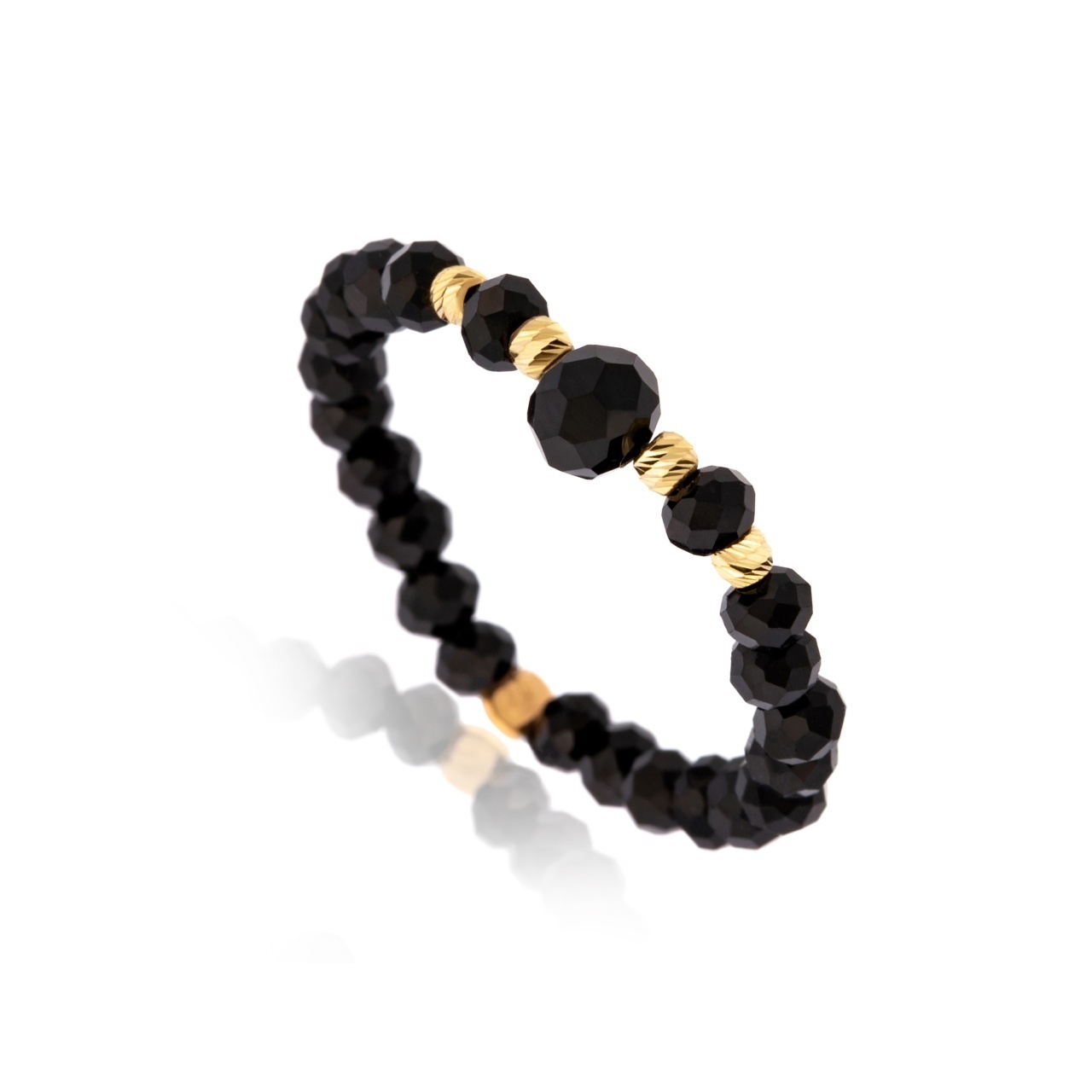 Inel Glimmerite cu cristale si 4 bile din Aur 14K