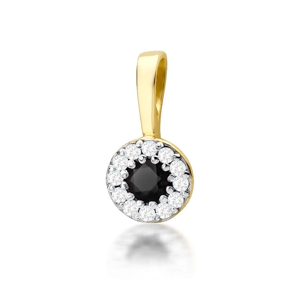 Pandantiv Aur 14K cu Diamante Naturale Albe si Negre 0.22 ct