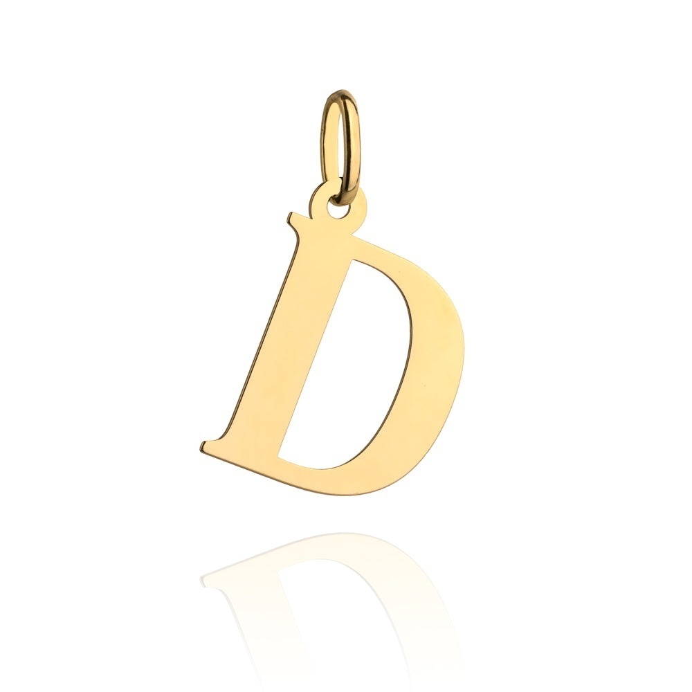Pandantiv Aur 14K cu Litera D, 24x14 mm