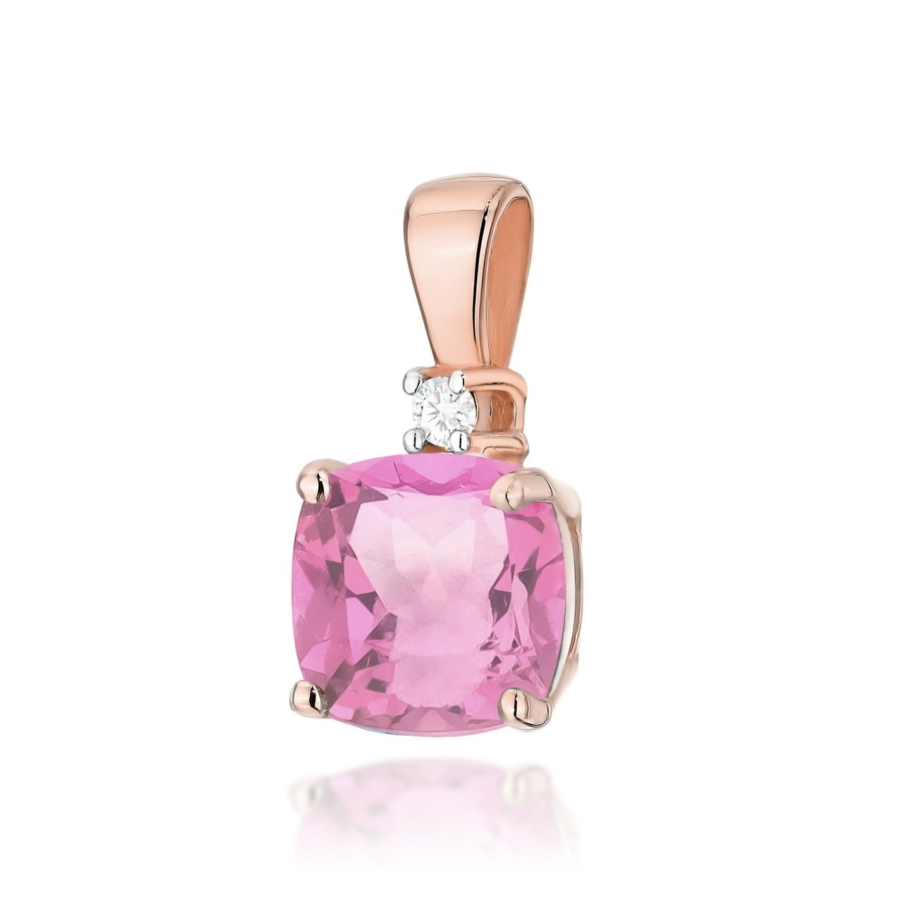 Pandantiv Aur 14K cu Topaz Roz 1.10 ct si Diamant Natural 0.01 ct