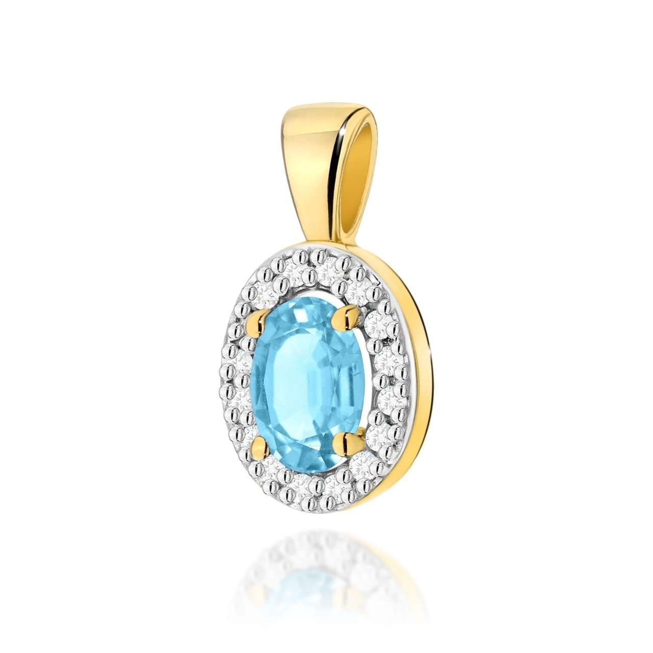 Pandantiv Aur 14K cu Topaz Swiss 0.50 ct si Diamante Naturale 0.08 ct