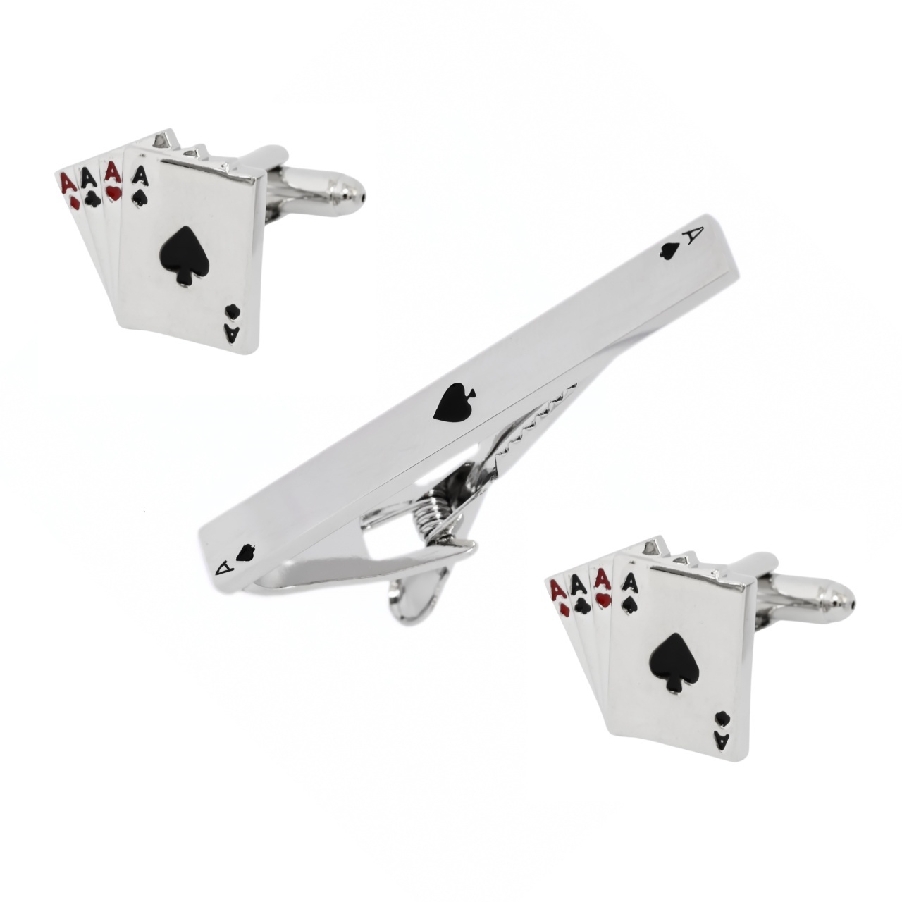 Set Poker din Inox Butoni Camasa si Ac Cravata