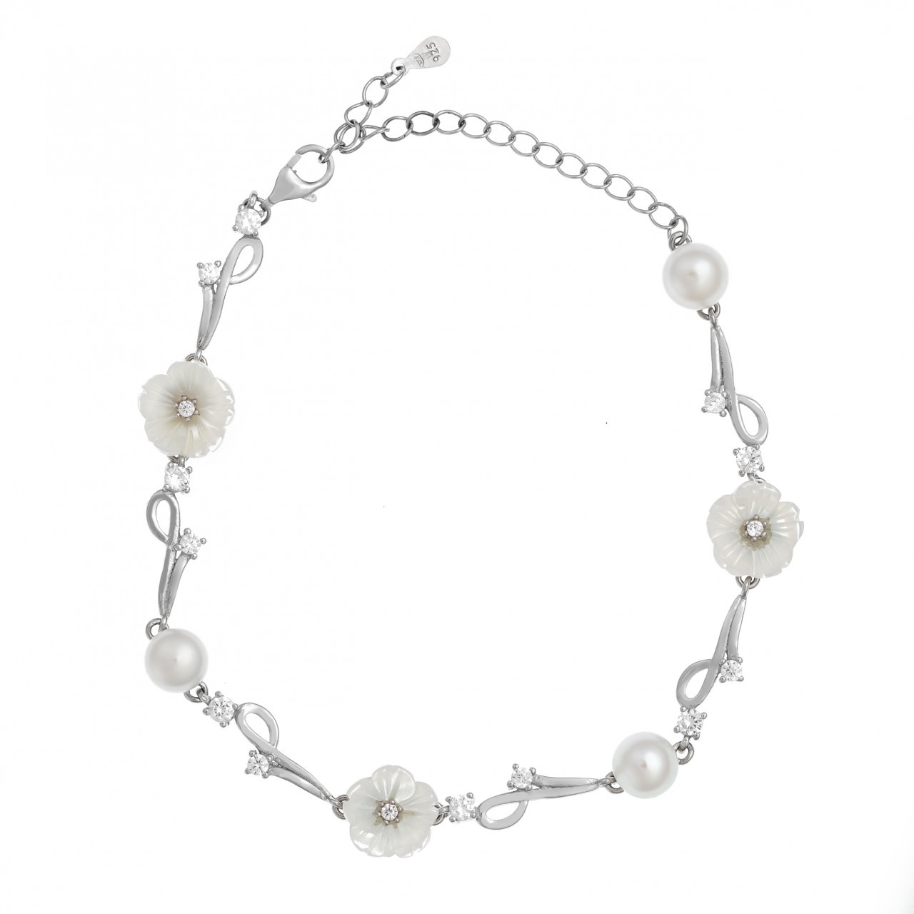 Bratara din Argint 925 8.3g - Perle si Floricele