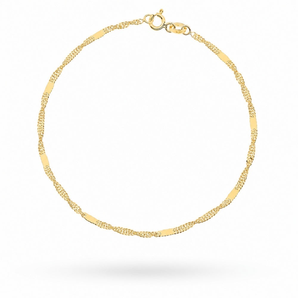 Brățară Din Aur 14K Splot Singapure Cu Plăcuță 035