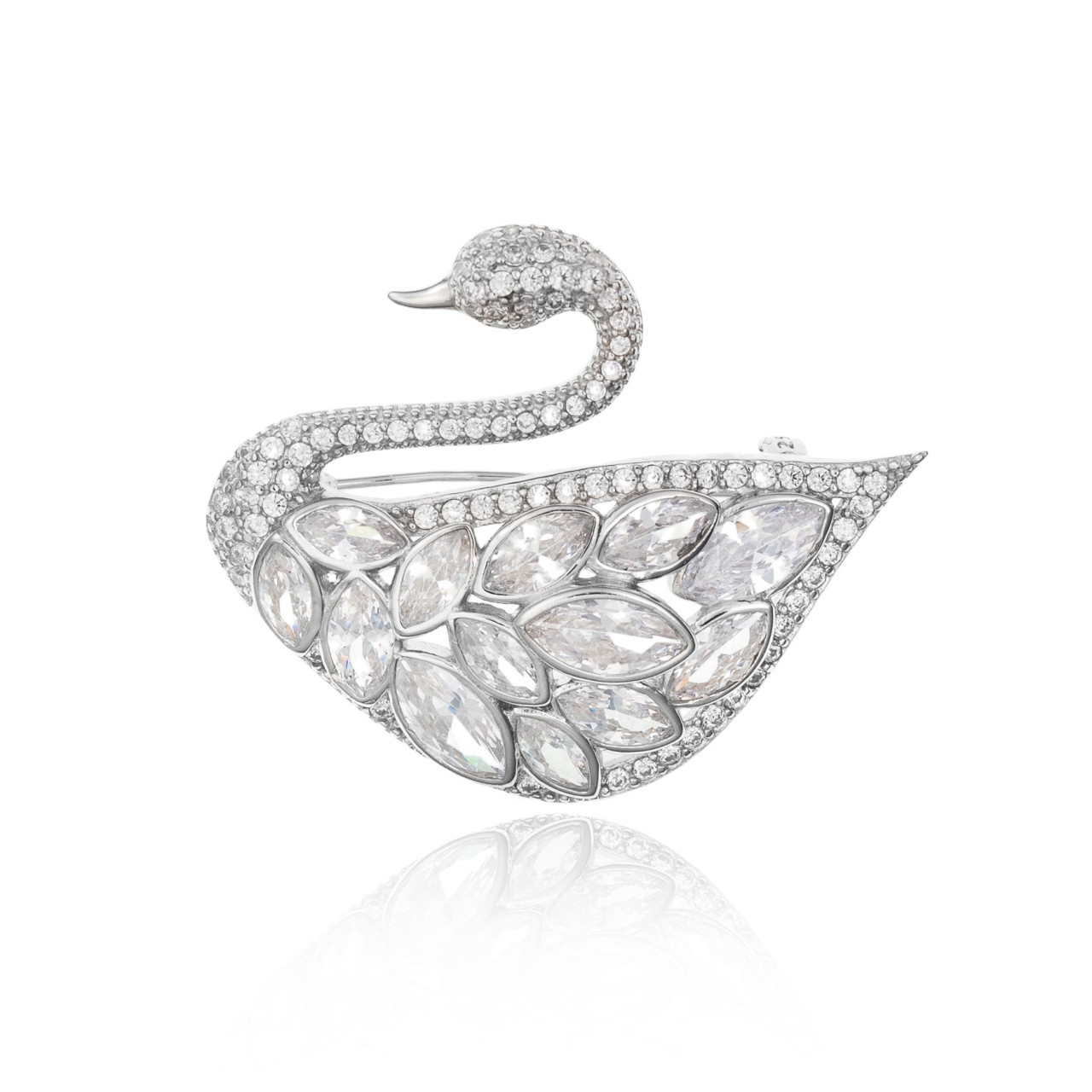 Brosa din argint 925 cu cristale Little Swan