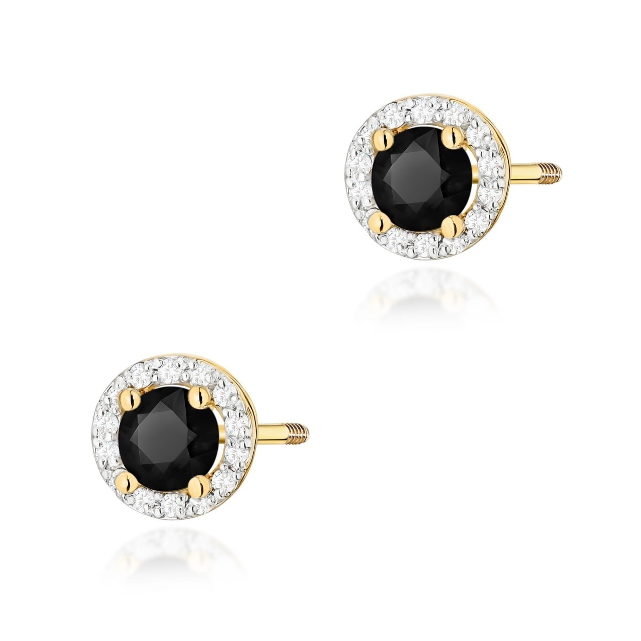 Cercei Aur 14K cu Diamante Naturale Albe si Negre 0.74 ct Filet cu Protectie