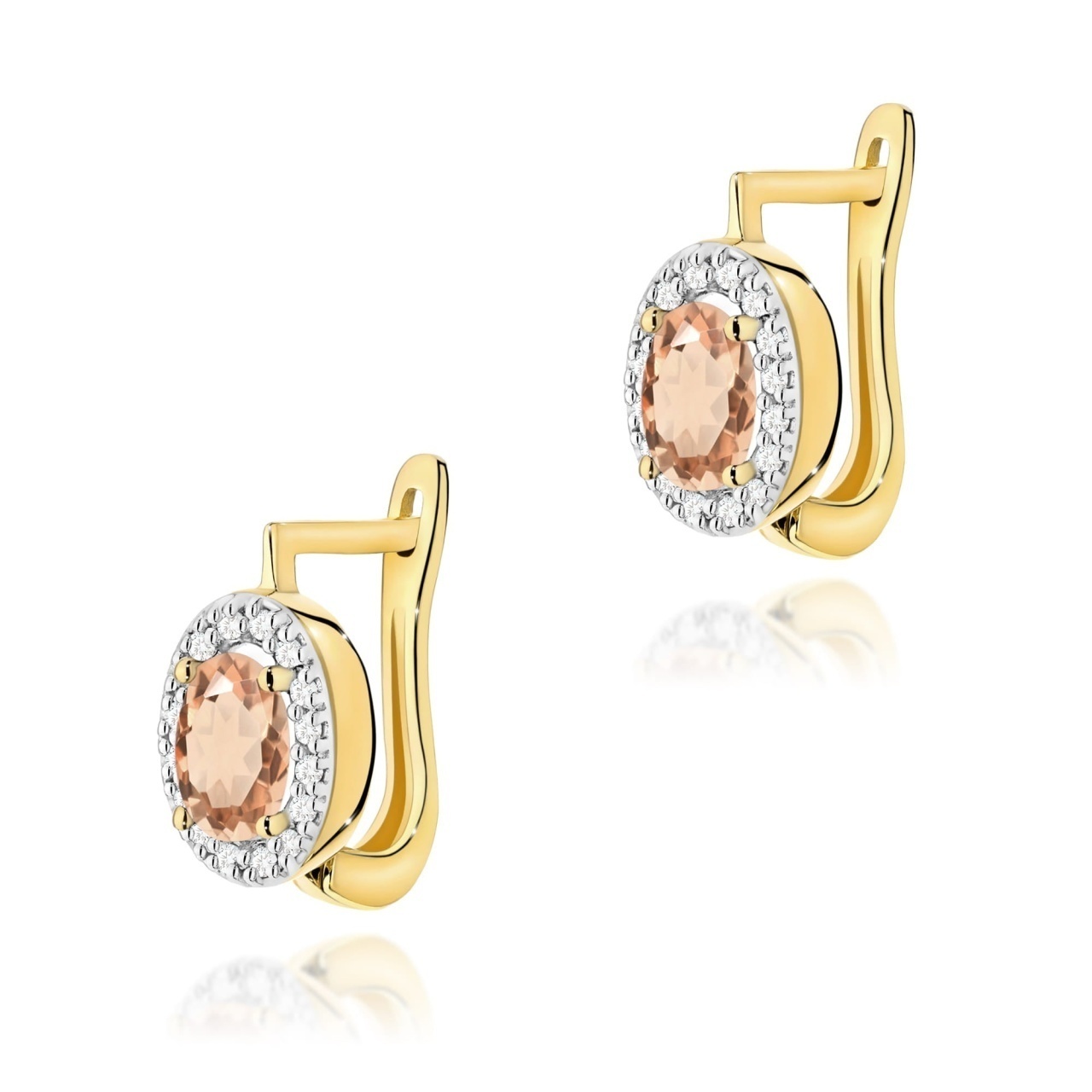 Cercei Aur 14K cu Morganit 0.40 ct si Diamante Naturale 0.16 ct