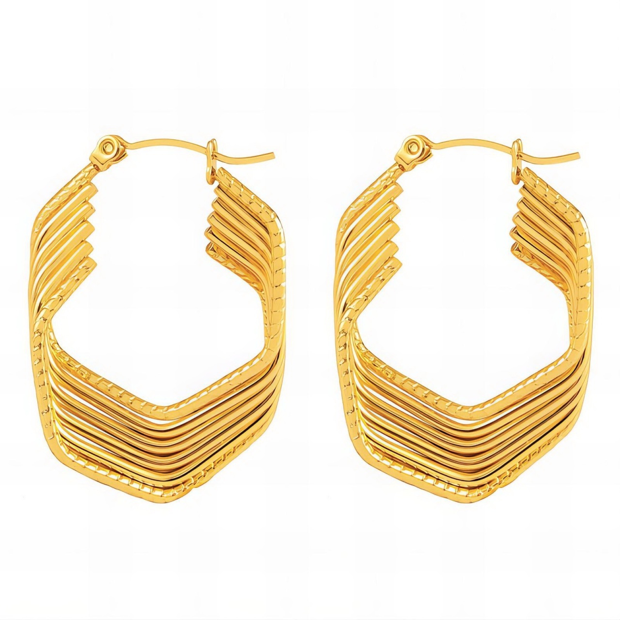 Cercei Gloss din Inox placati cu AUR 18K