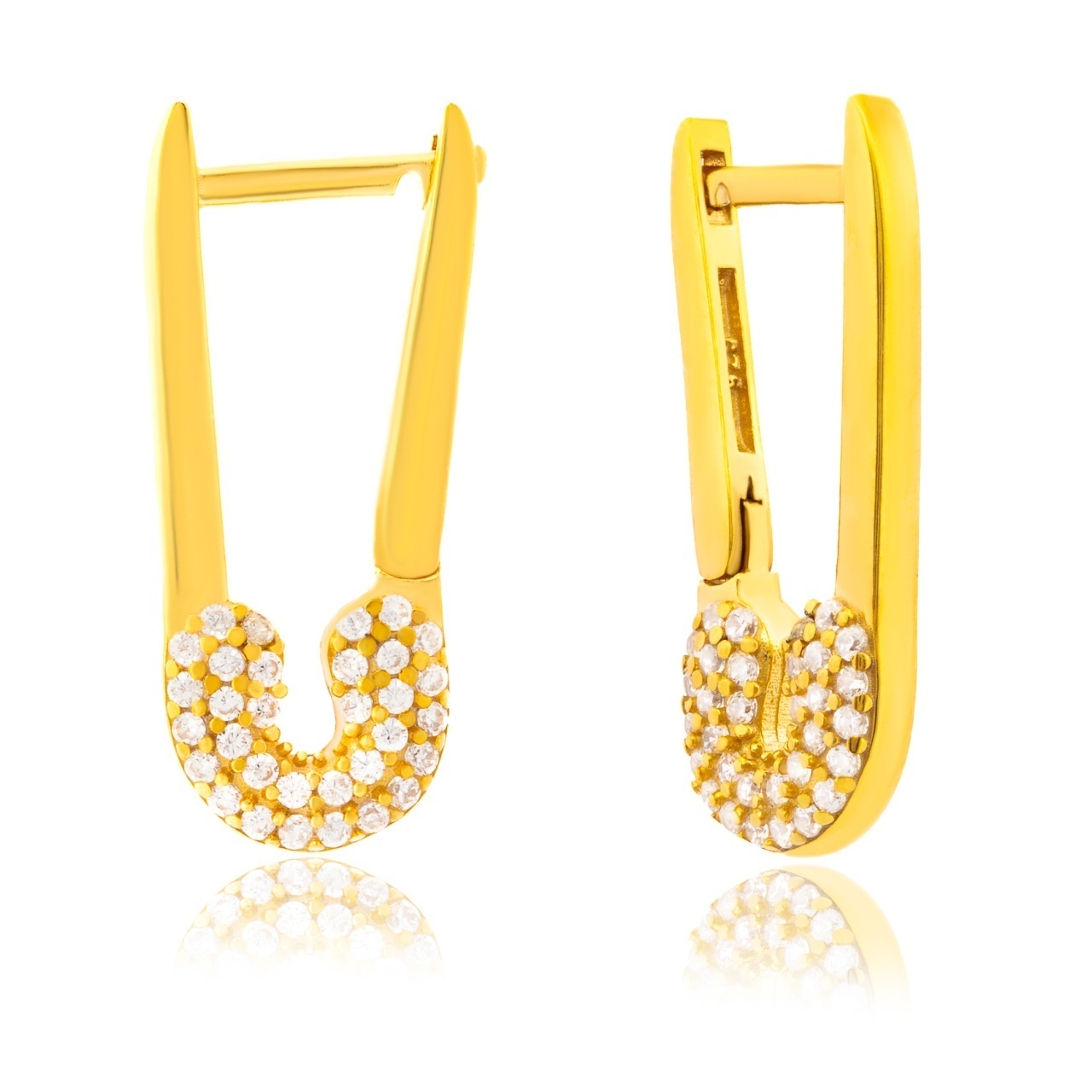 Cercei Golden Safety Pin din argint 925