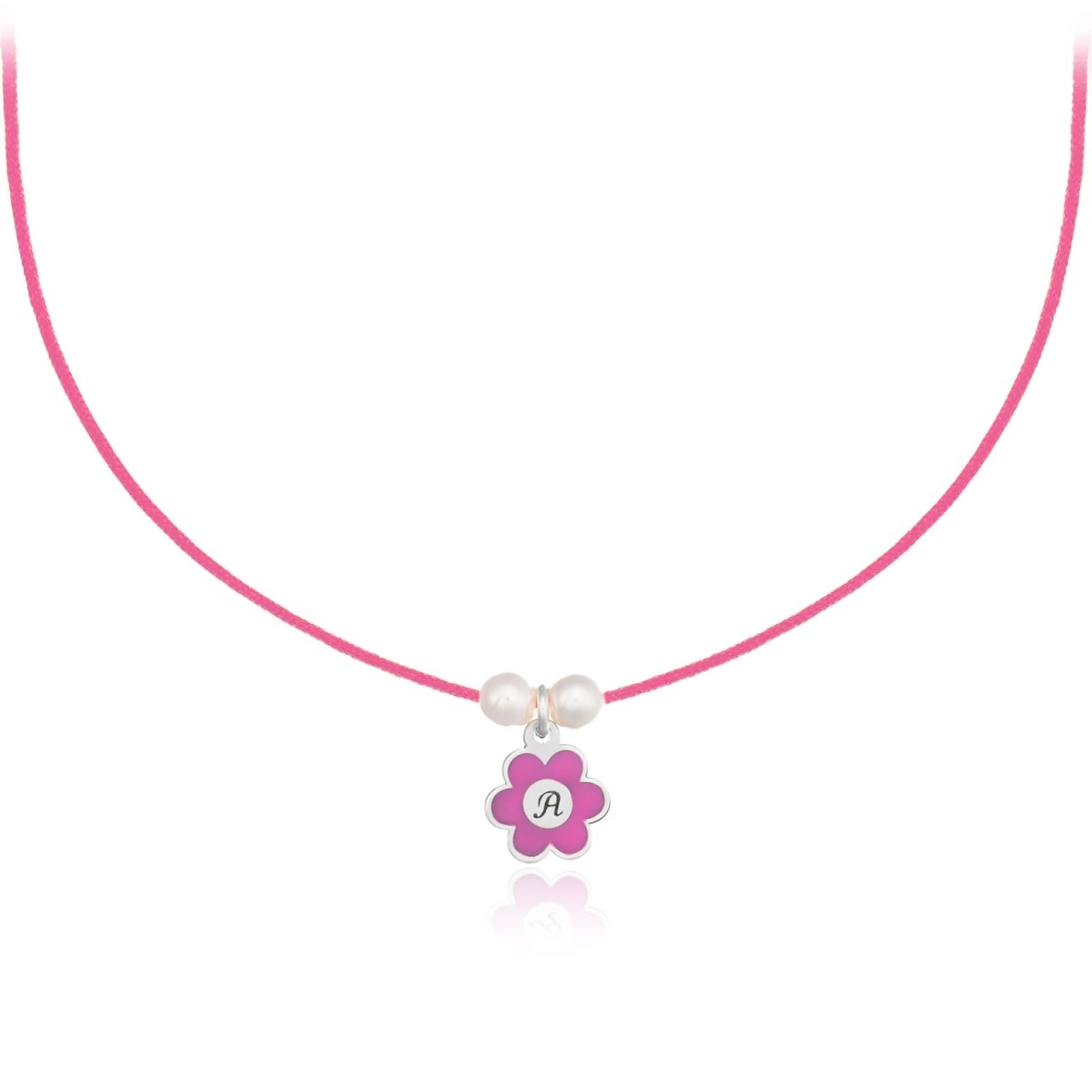 Choker pentru copii - Pink Letter din Argint 925