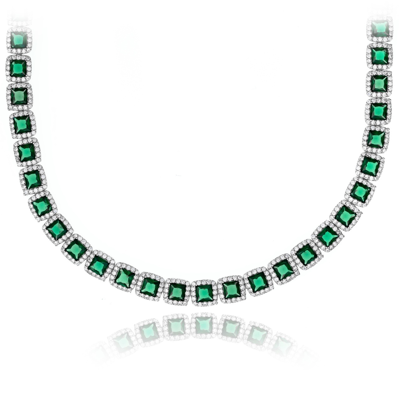 Colier Angel Cubic Collection din argint 925 cu cristale - Green Edition