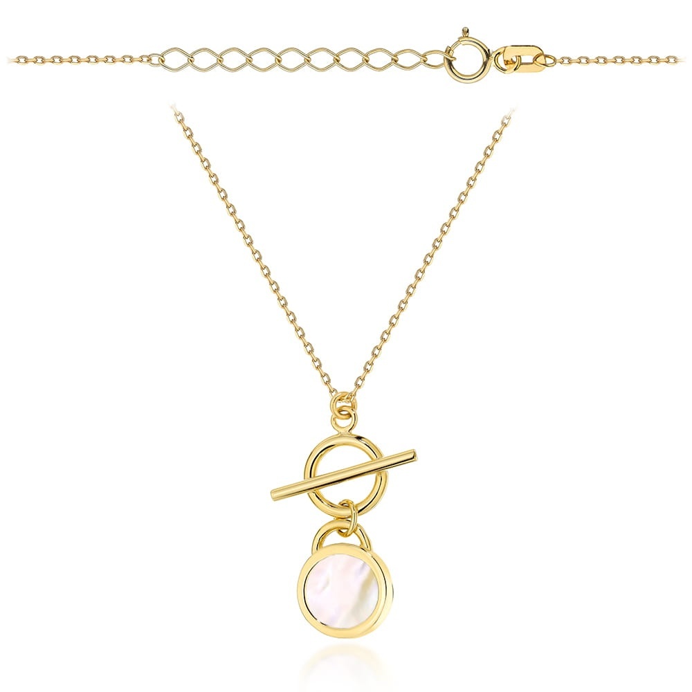 Colier Aur 14K Cerc Cu Margele De Sidef