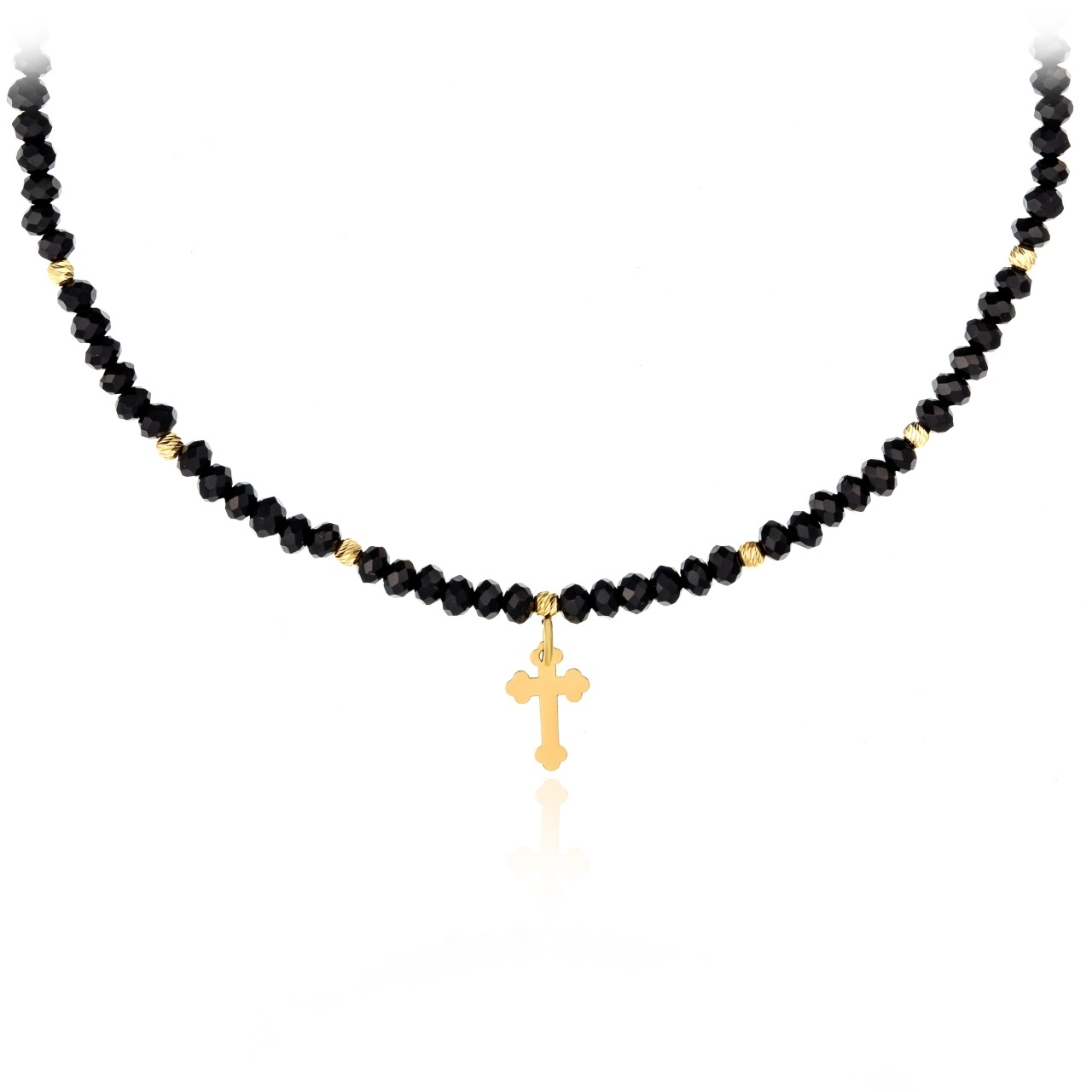 Colier Cruciulita din AUR 14K si cristale