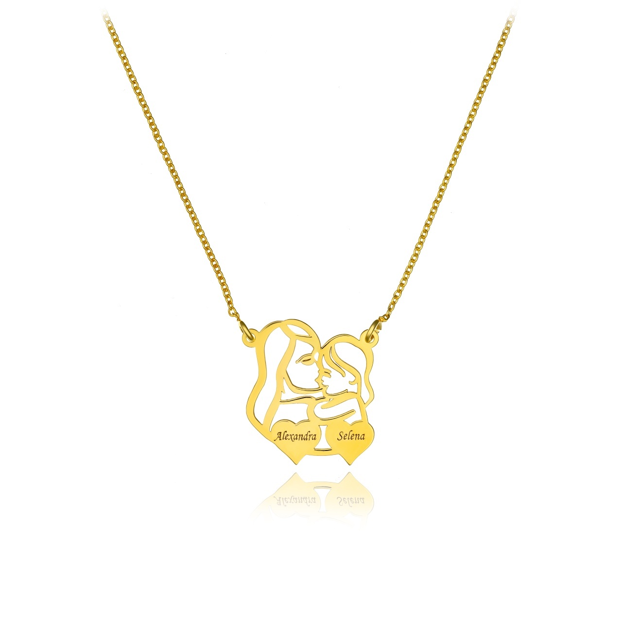 Colier din argint mama & bebe + inimioare duble personalizabile