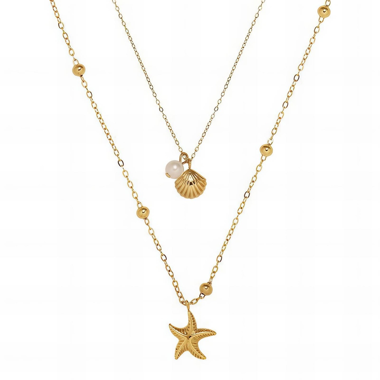 Colier Dublu Shell Summer din Inox placat cu AUR