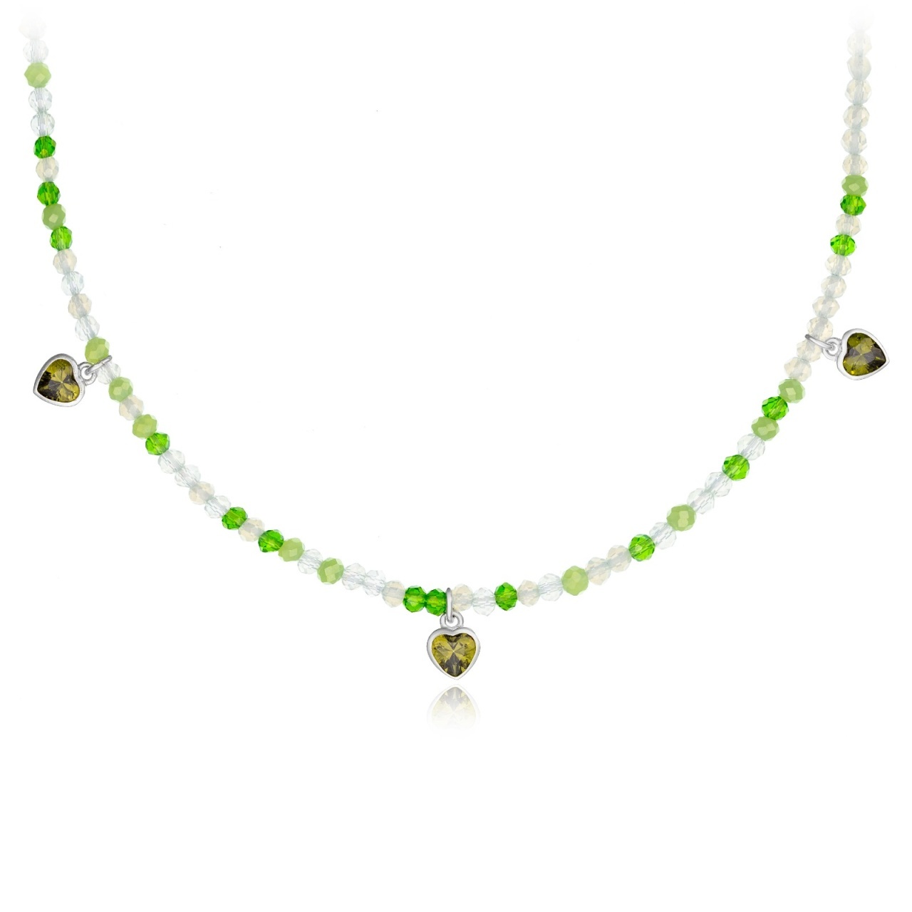 Colier Hearty Green din Argint 925 cu cristale