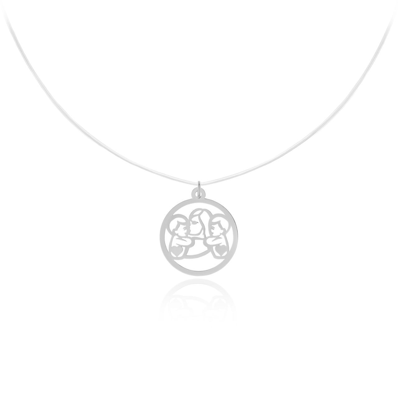 Colier invizibil Family Circle cu fir transparent si pandantiv din Argint 925