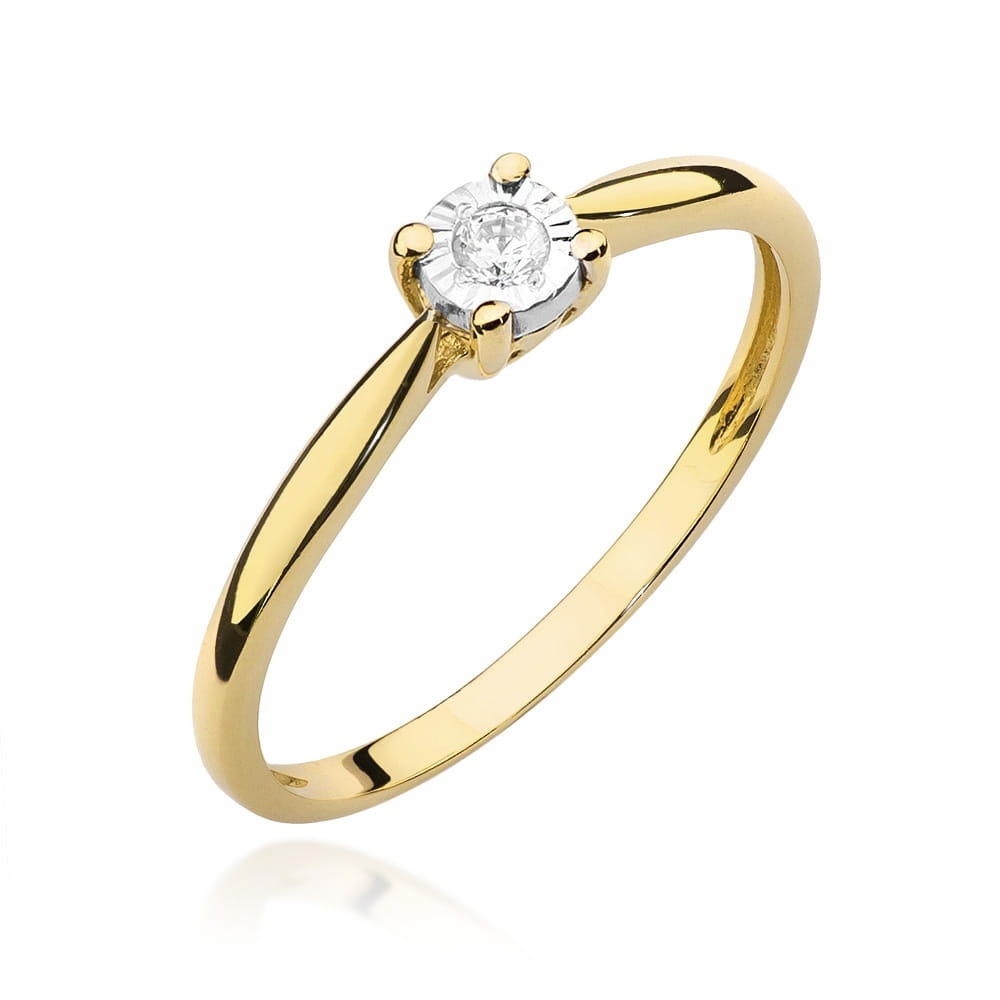 Inel Aur 9K cu Diamant Natural 0.08 ct