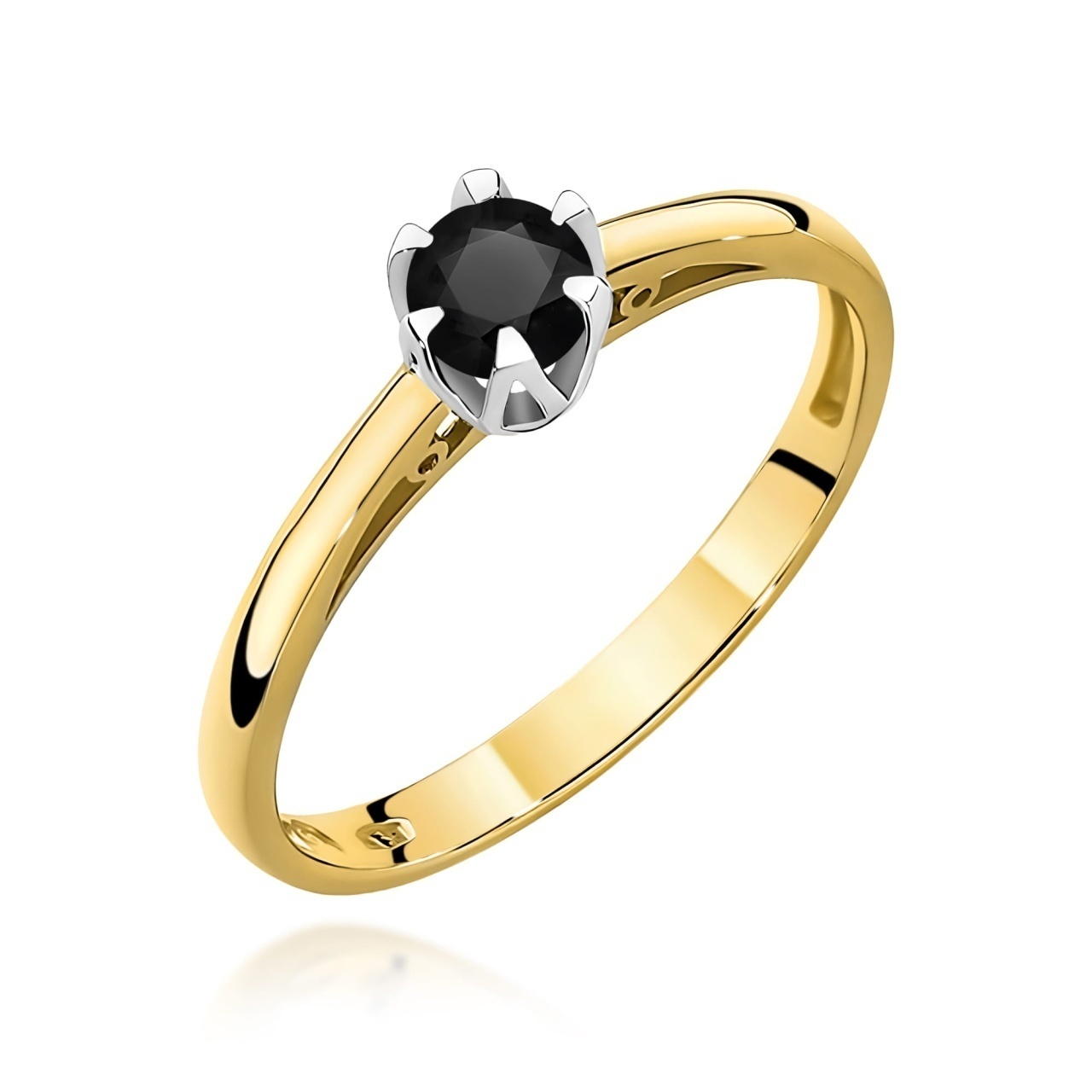 Inel Aur 9K cu Diamant Natural Negru 0.20 ct