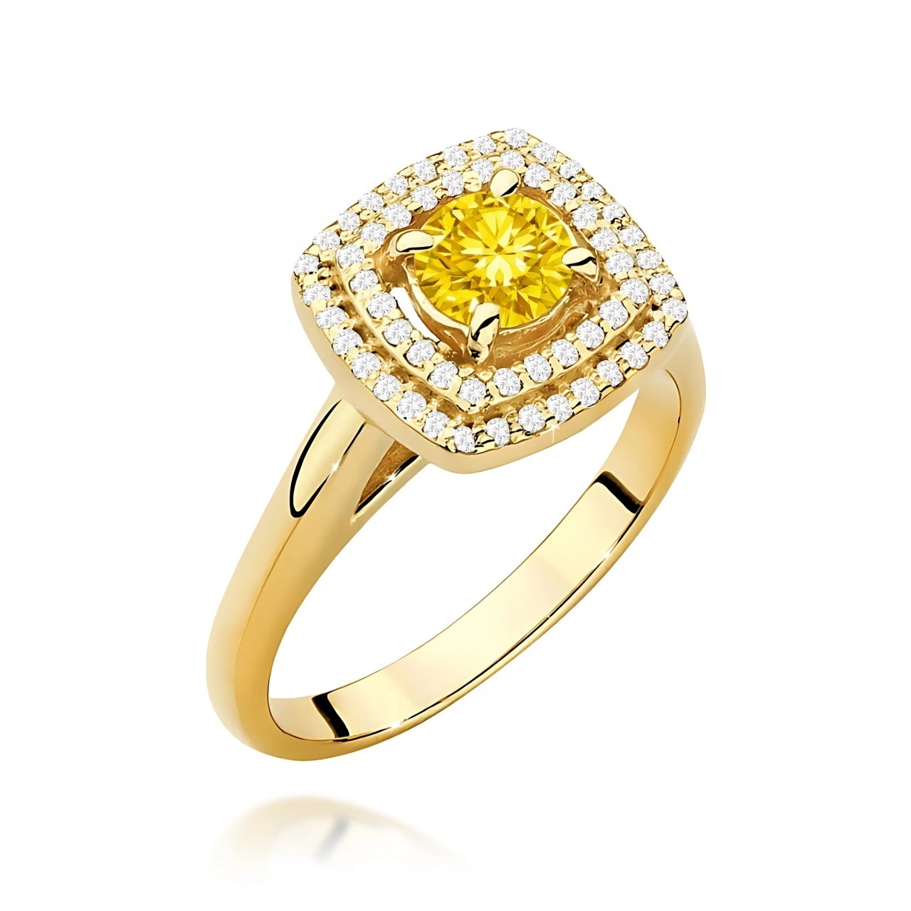 Inel Aur 9K cu Diamante Galbene de Laborator 0.78 ct