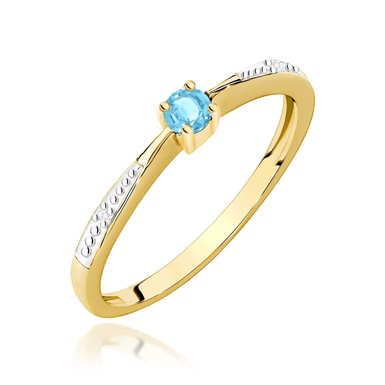 Inel Aur 9K cu Topaz Swiss 0.15 ct si Diamante Naturale 0.01 ct