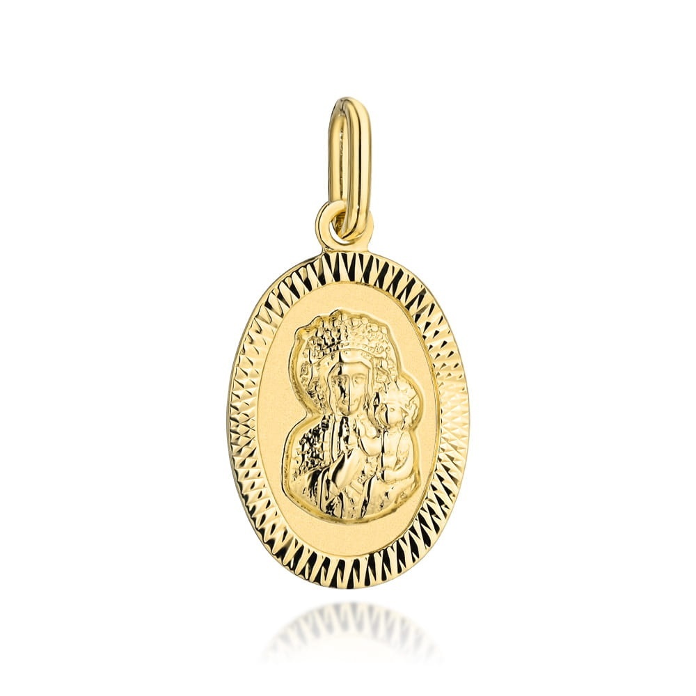 Medalion de aur al Maicii Domnului într-un oval cu încadrare de diamant