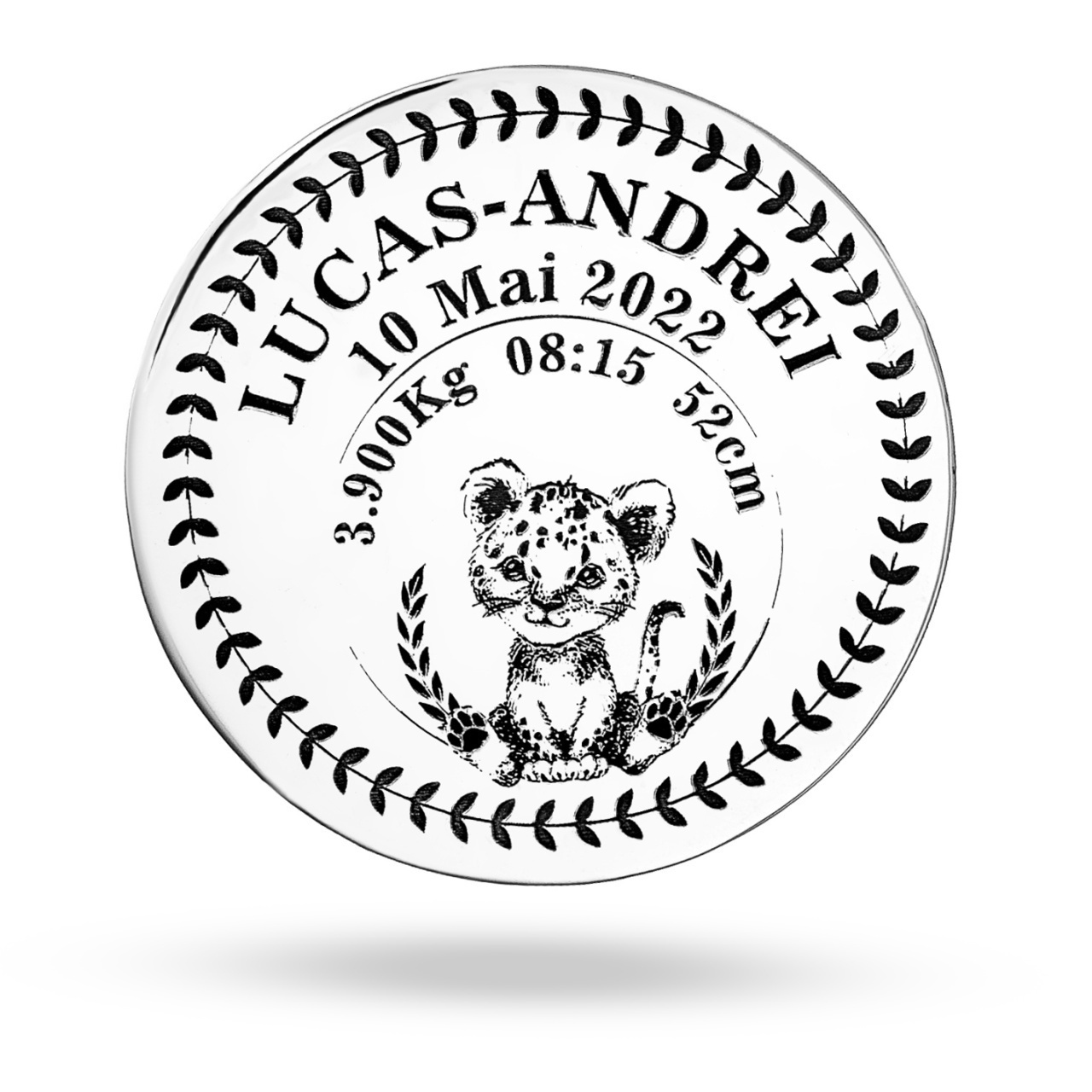 Moneda pentru Mot/Botez 3cm din Argint 925 personalizabila