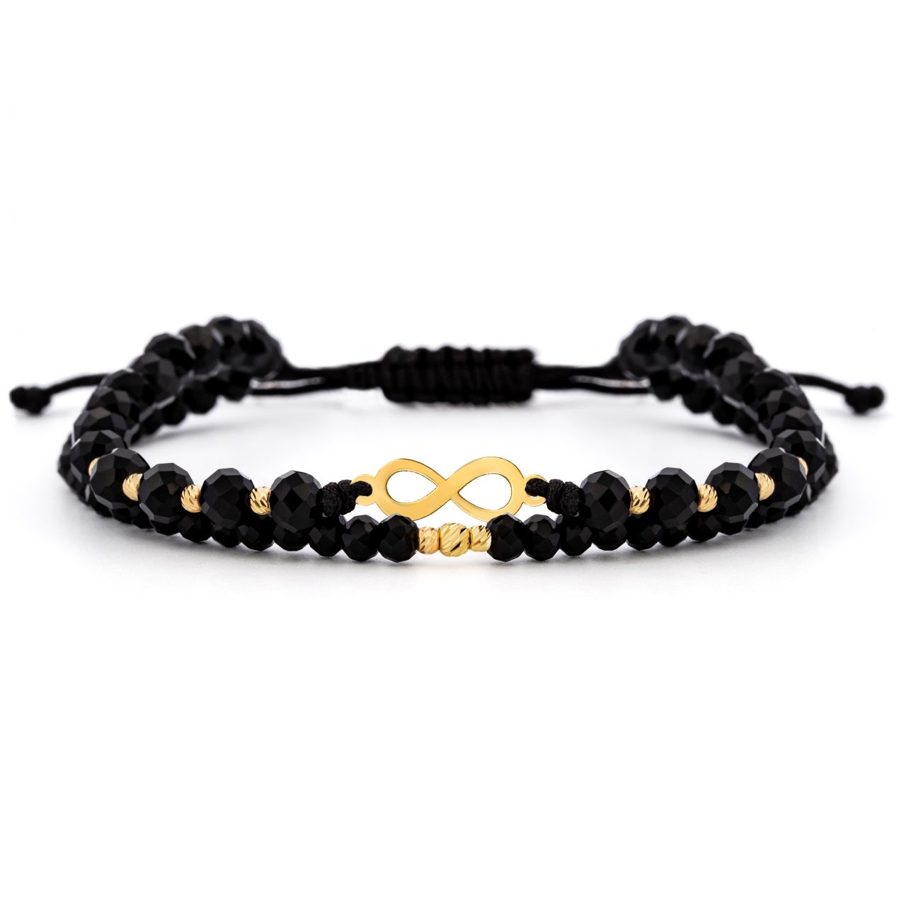 Bratara 2 in 1 cu cristale infinit si bilute din Aur 14k