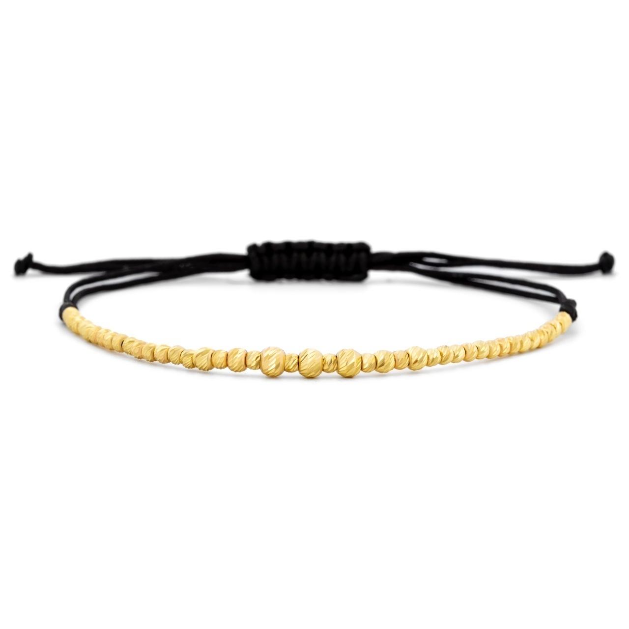 Bratara cu snur si bilute din aur 14k de 3/2,5/2 mm
