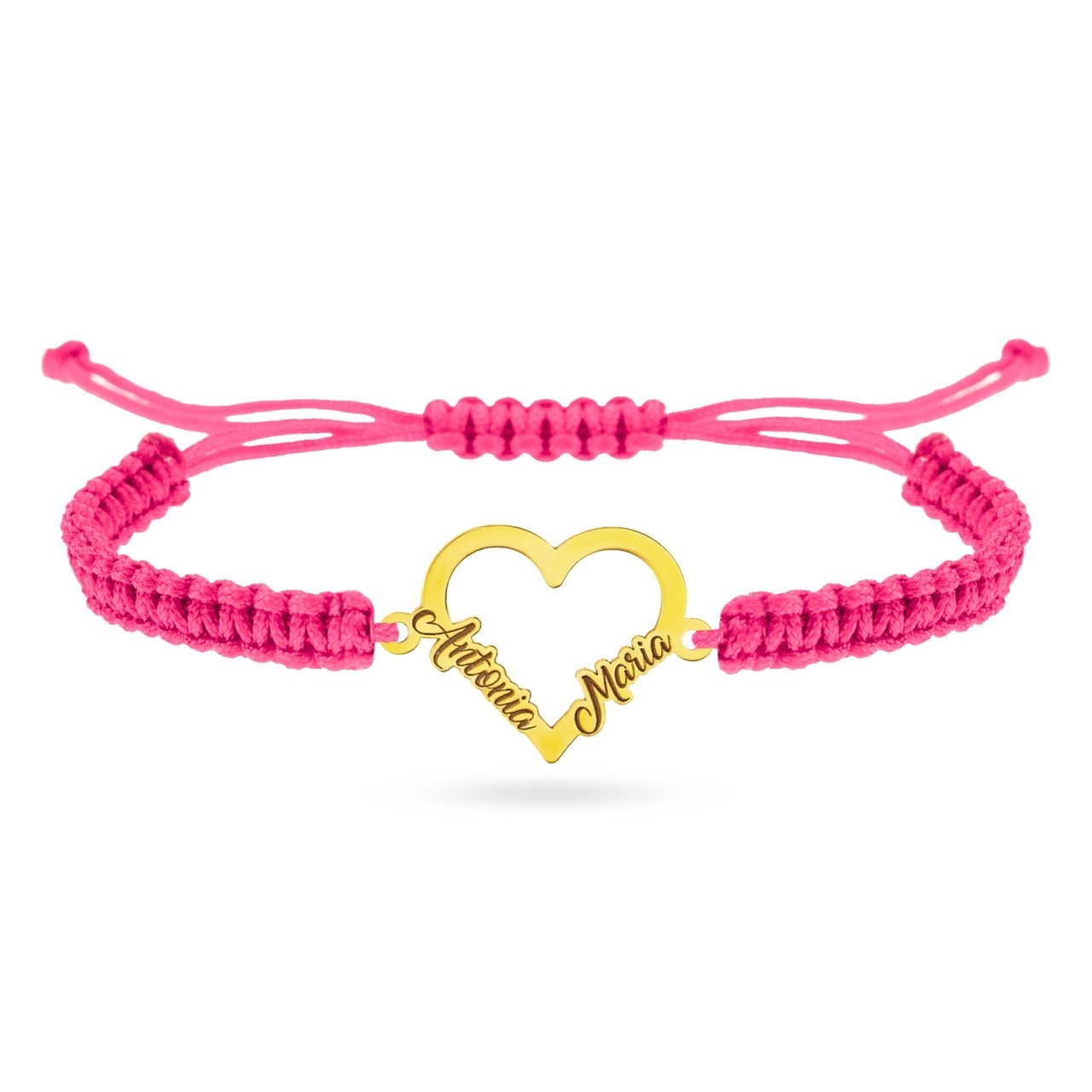 Bratara cu snur si inimioara din aur 14k personalizata cu nume la alegere