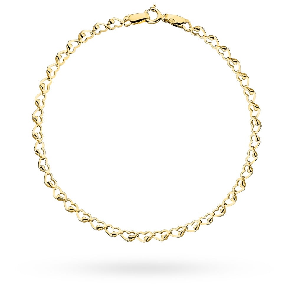 Bratara Lant cu Inimioare Impletite- Aur 14k