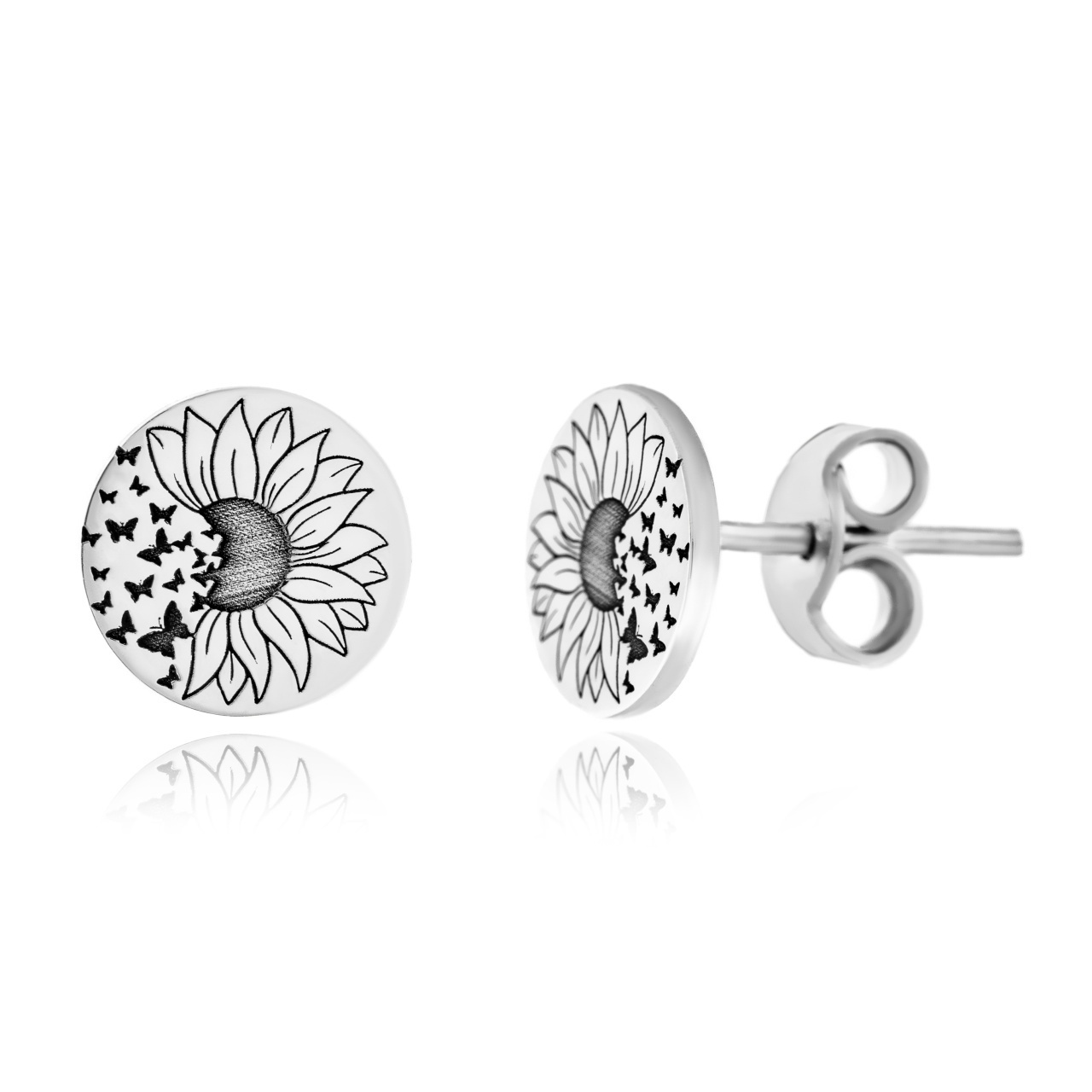 Cercei argint 925 cu banut gravat laser - Spring Time