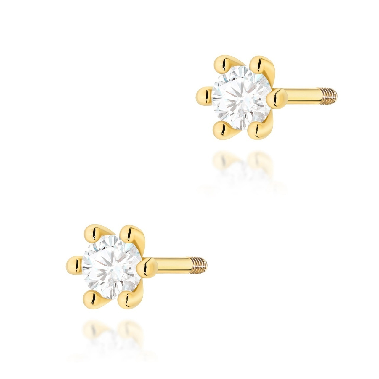 Cercei Aur 14K cu Diamant de Laborator 0.10 ct Filet cu Protectie