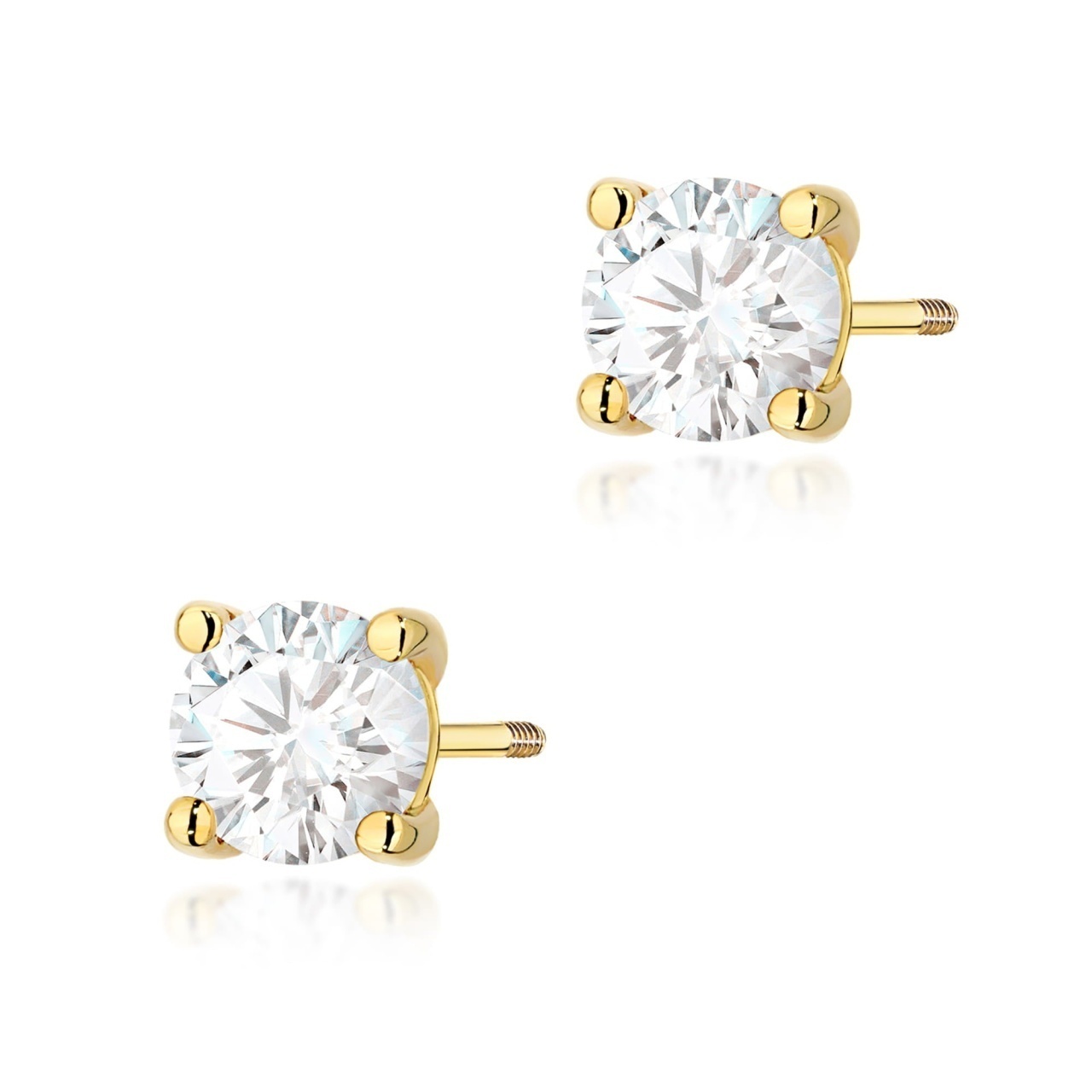 Cercei Aur 14K cu Diamant de Laborator 1.00 ct Filet cu Protectie