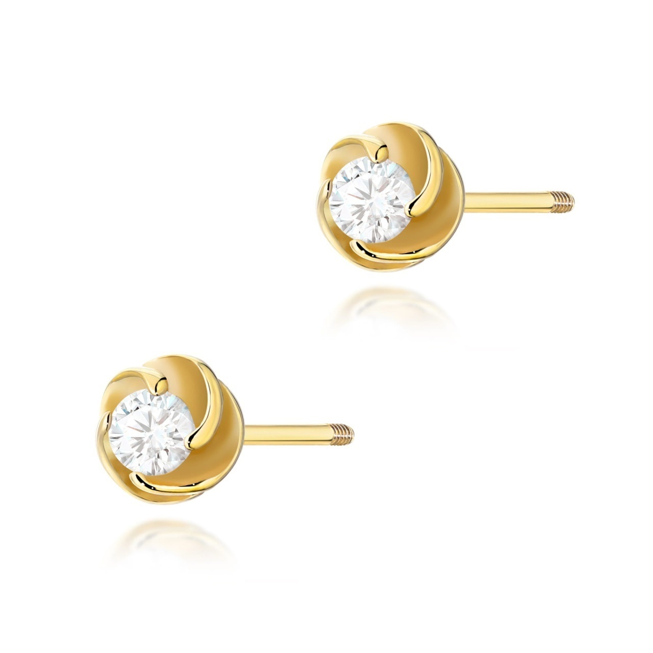 Cercei Aur 14K cu Diamant Natural 0.10 ct Filet cu Protectie