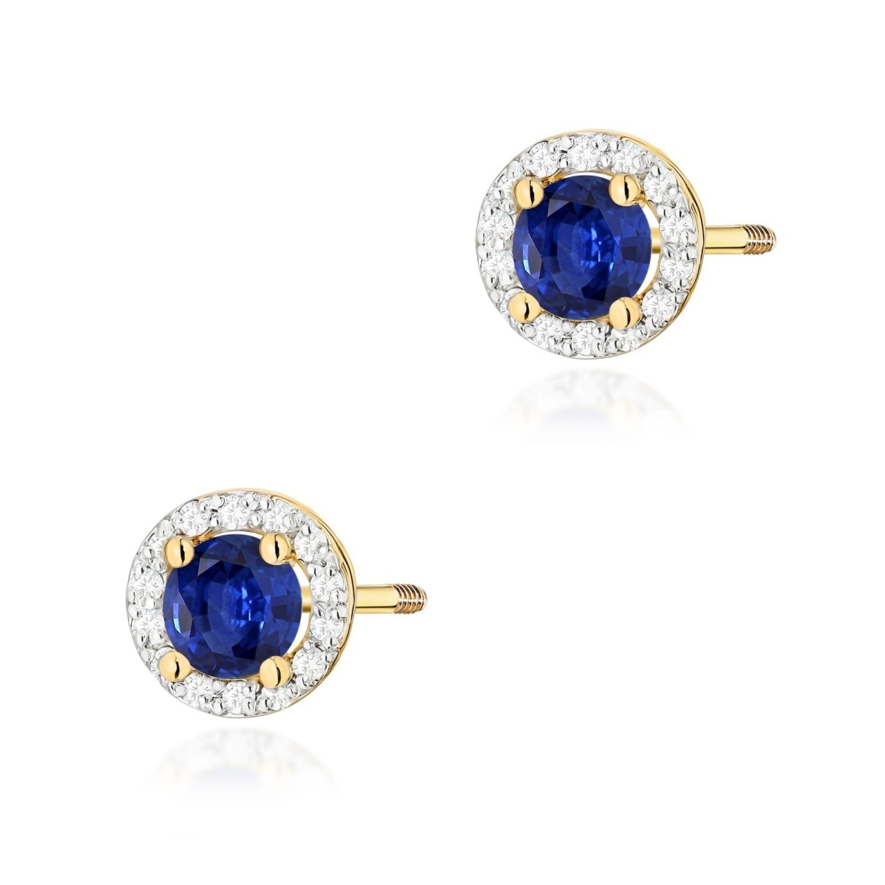 Cercei Aur 14K cu Safir 0.50 ct si Diamante Naturale 0.24 ct Filet cu Protectie