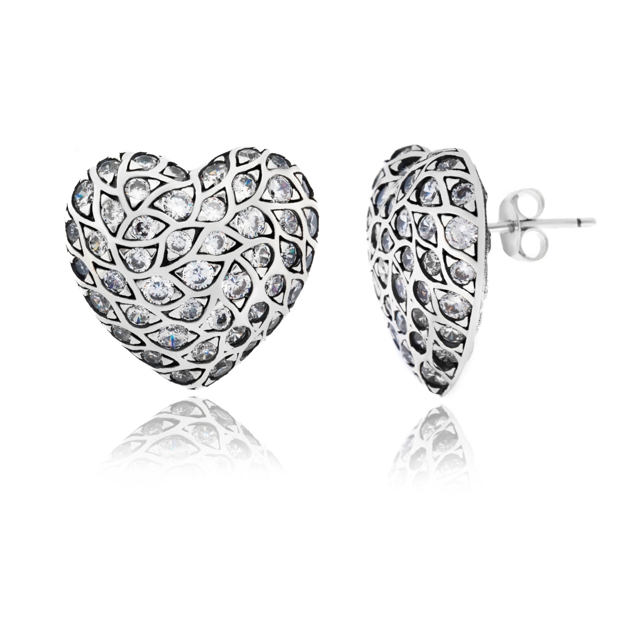 Cercei Crystal Hearts din argint 925