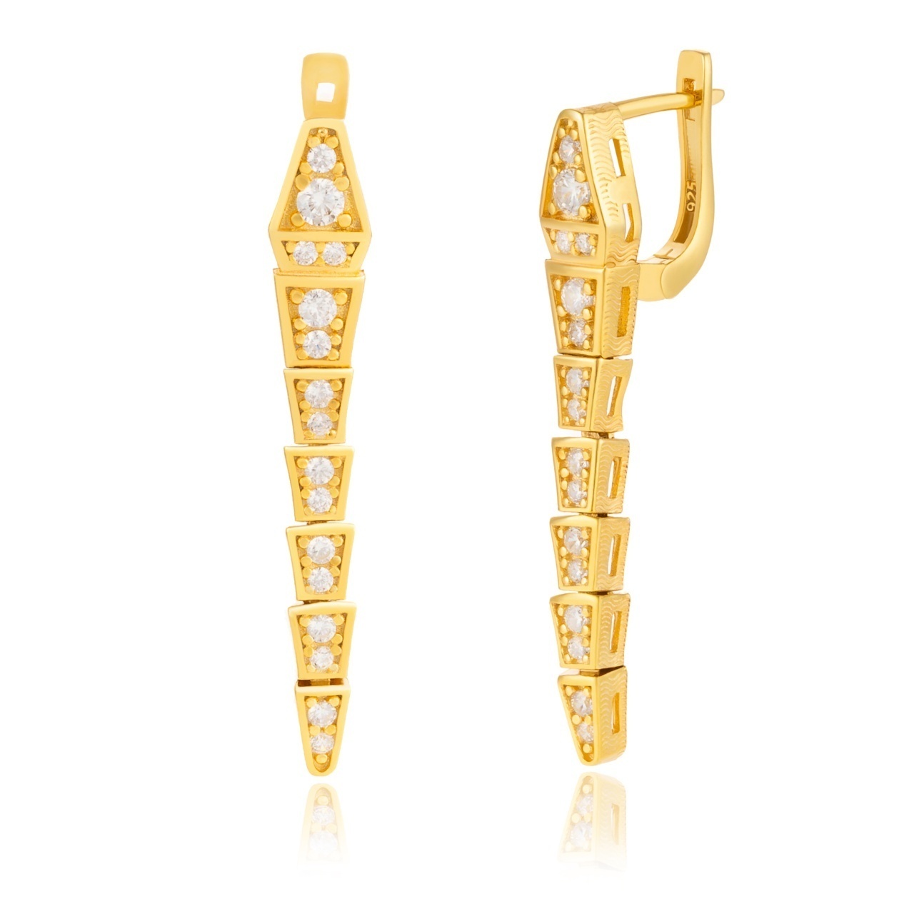 Cercei Geometric Snake din argint 925 placat cu aur galben
