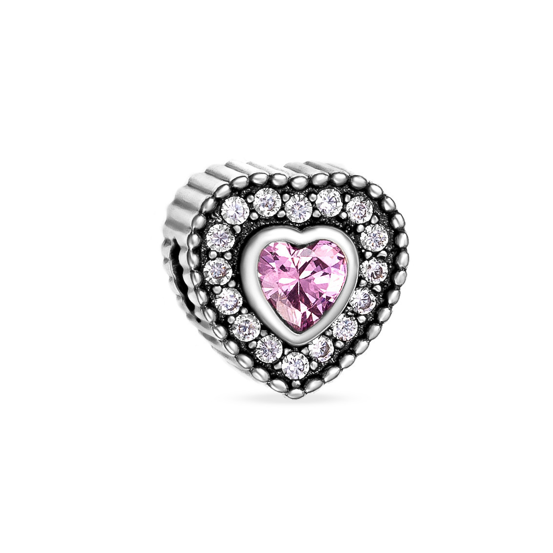 Charm din Argint 925 Heart Crystal Pink 4.56gr