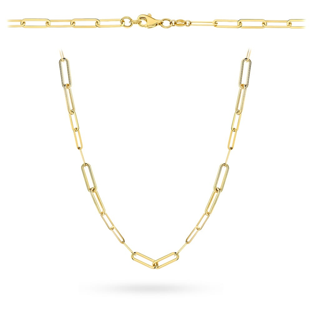 Colier Aur Galben Elegant Cu Verigi Ovale Mixte